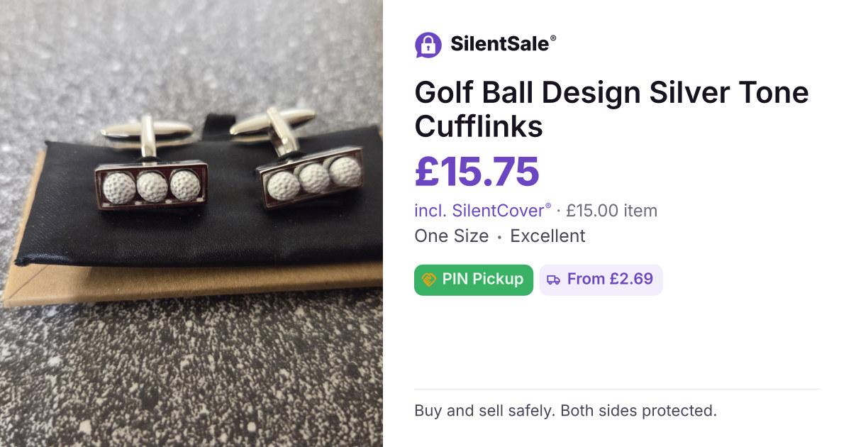 Golf Ball Design Silver Tone Cufflinks