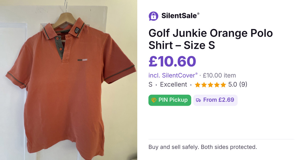 Golf Junkie Orange Polo Shirt – Size S