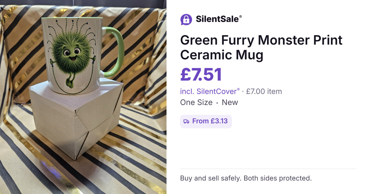Green Furry Monster Print Ceramic Mug