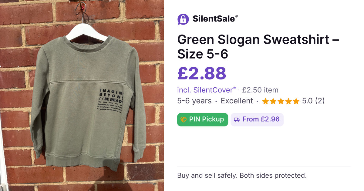 Green Slogan Sweatshirt – Size 5-6 
