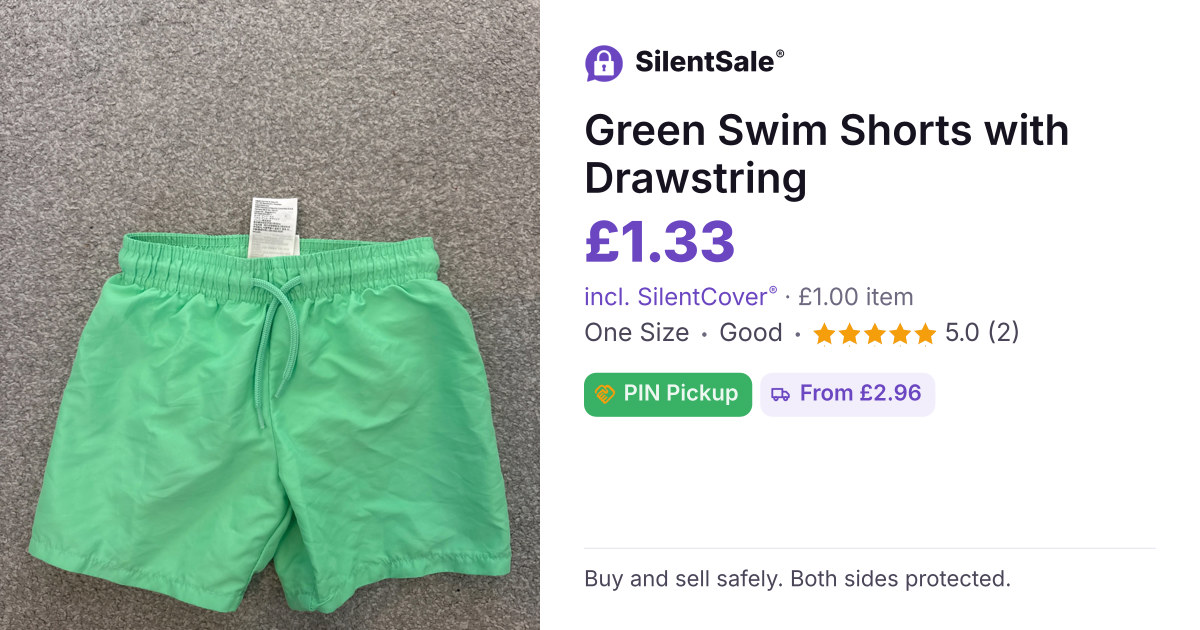 Green Swim Shorts with Drawstring