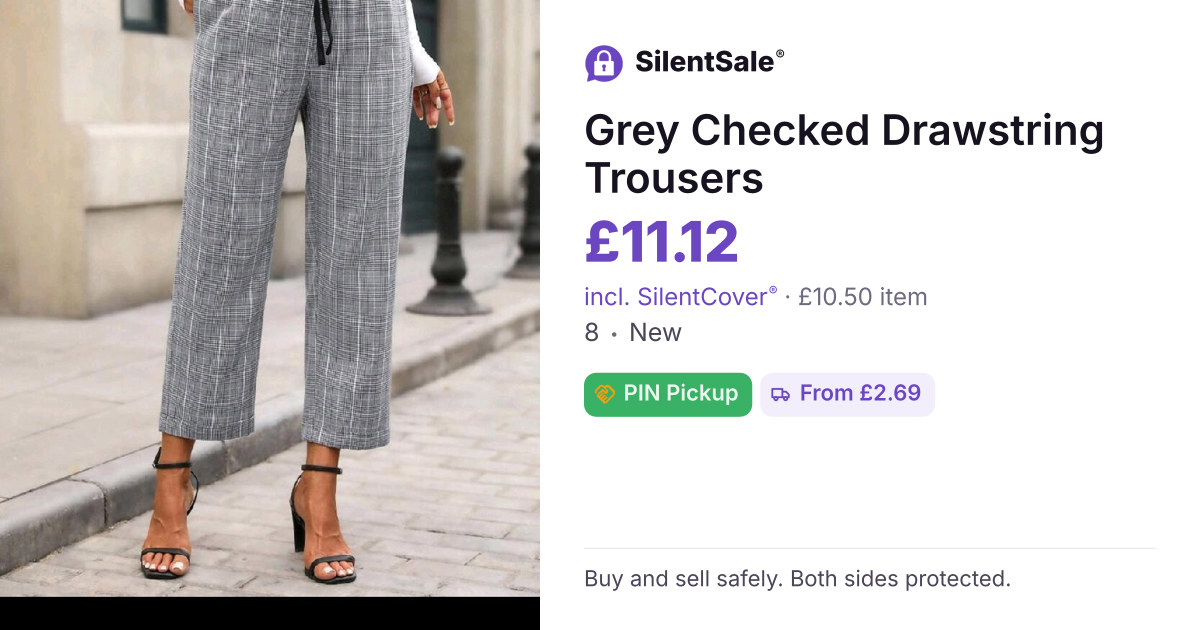 Grey Checked Drawstring Trousers