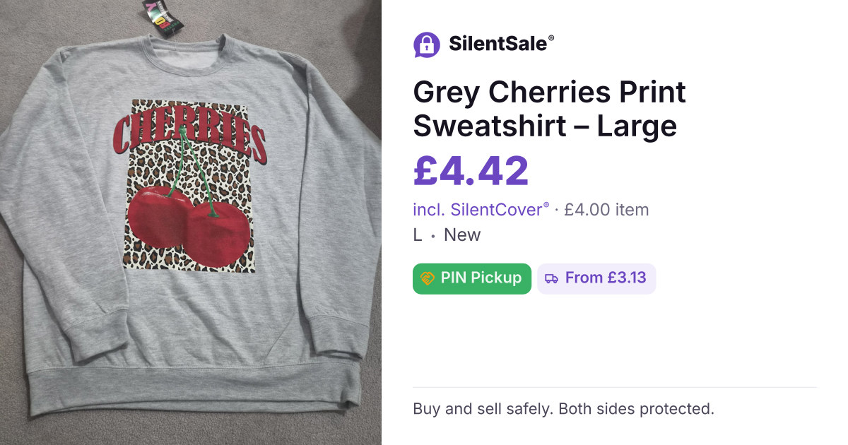 Grey Cherries Print Sweatshirt – Large