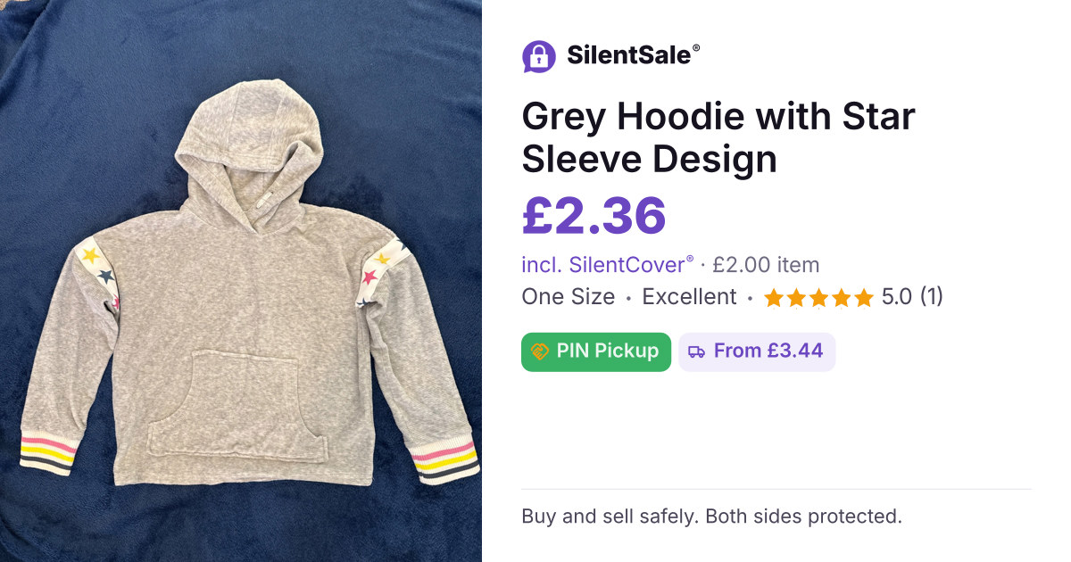 Grey Hoodie with Star Sleeve Design