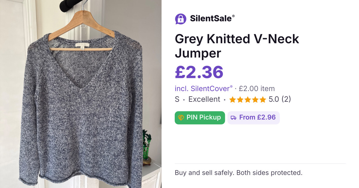 Grey Knitted V-Neck Jumper