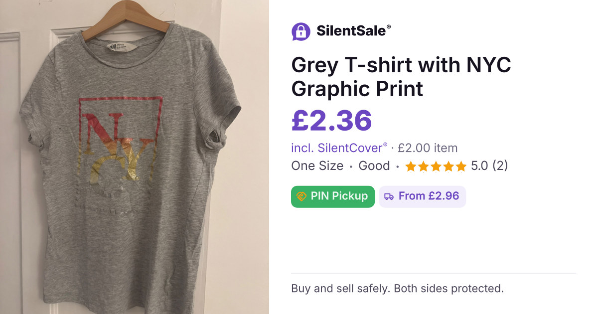 Grey T-shirt with NYC Graphic Print