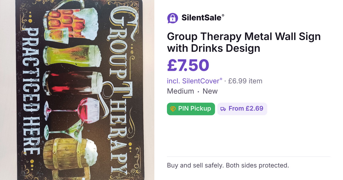 Group Therapy Metal Wall Sign with Drinks Design