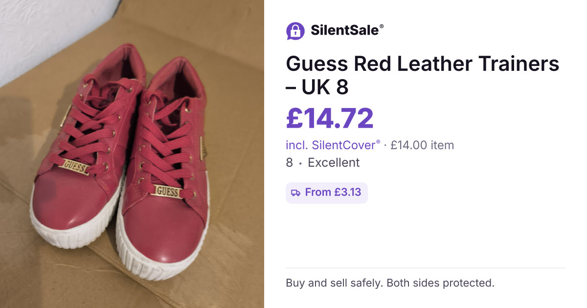 Guess Red Leather Trainers – UK 8