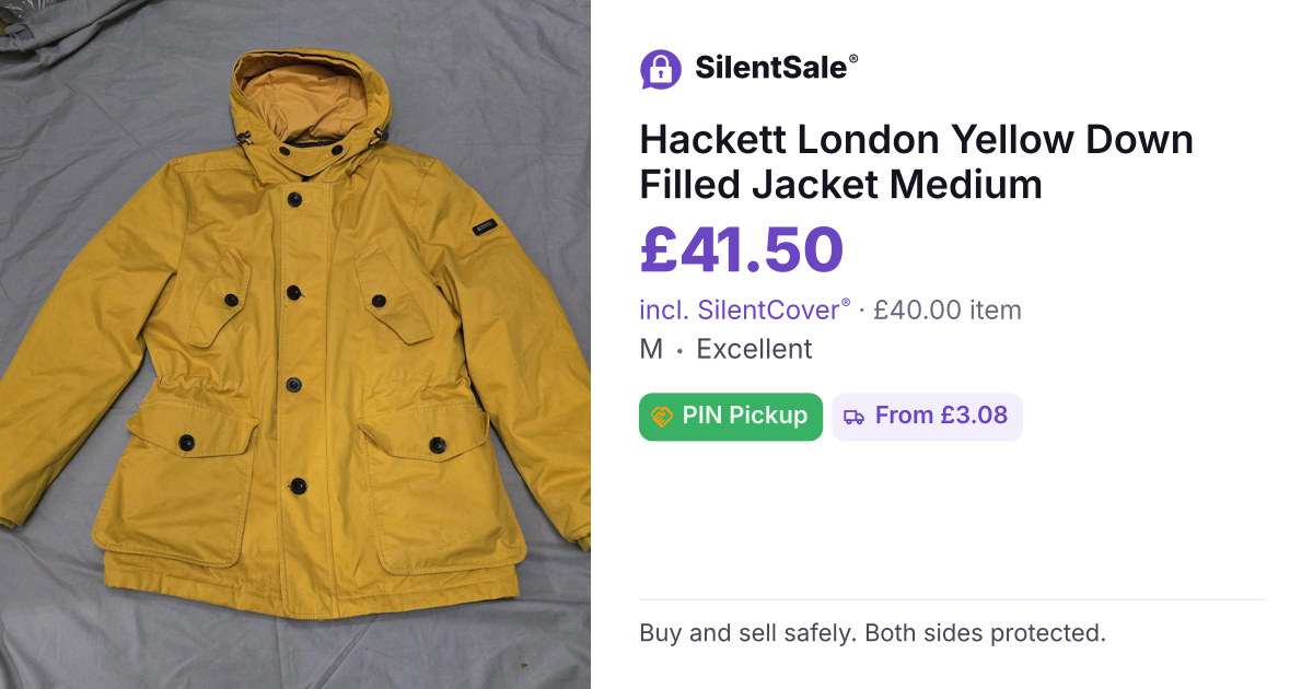 Hackett London Yellow Down Filled Jacket Medium