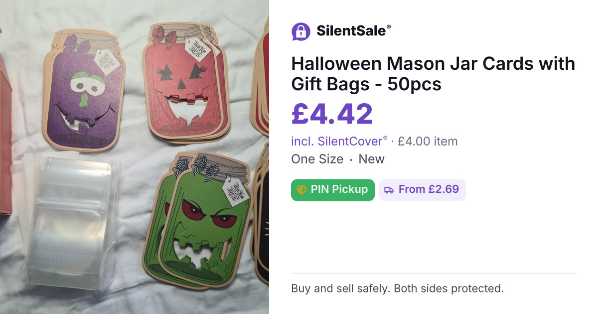 Halloween Mason Jar Cards with Gift Bags - 50pcs