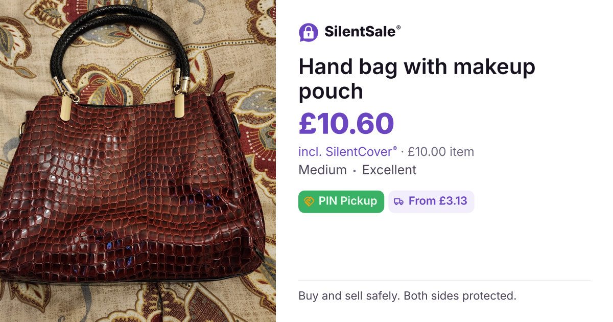 Hand bag with makeup pouch 