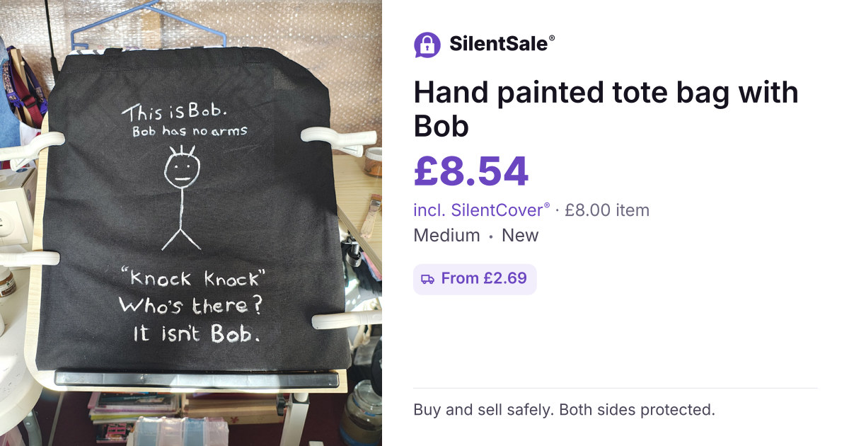 Hand painted tote bag with Bob 