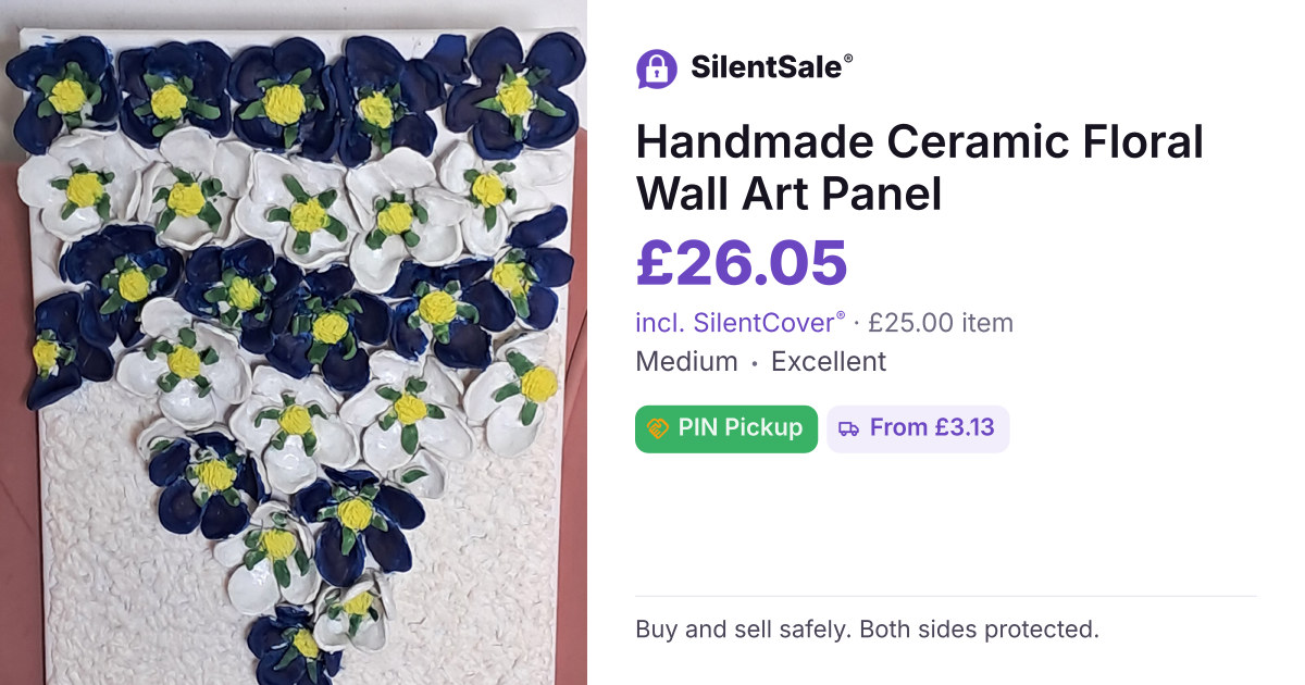 Handmade Ceramic Floral Wall Art Panel