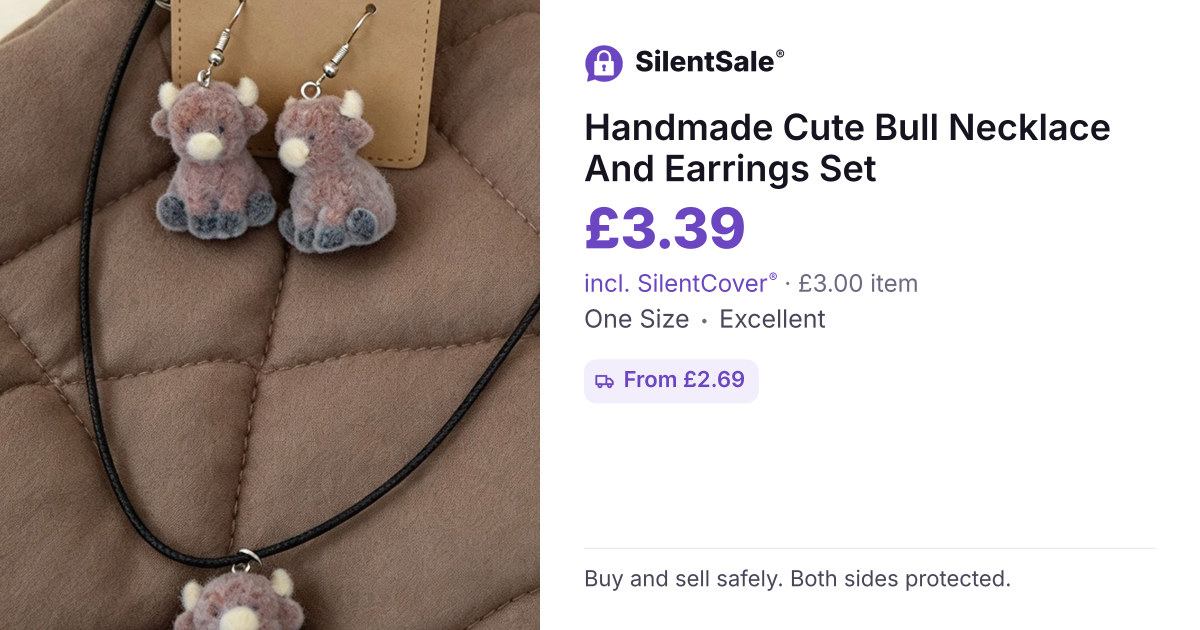 Handmade Cute Bull Necklace And Earrings Set