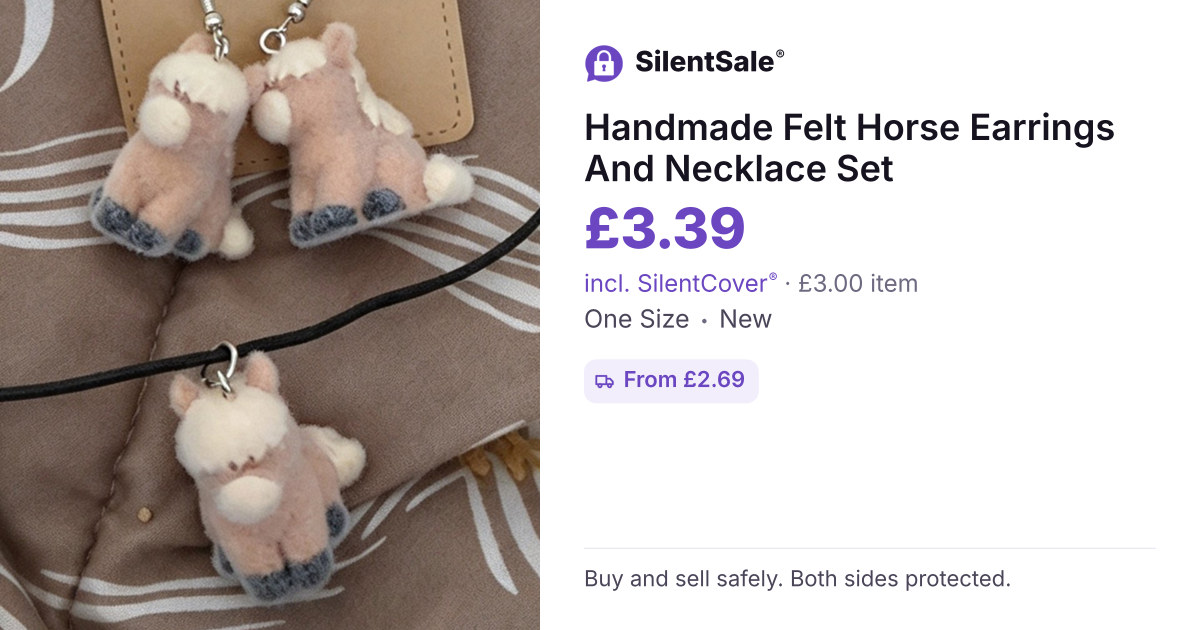Handmade Felt Horse Earrings And Necklace Set