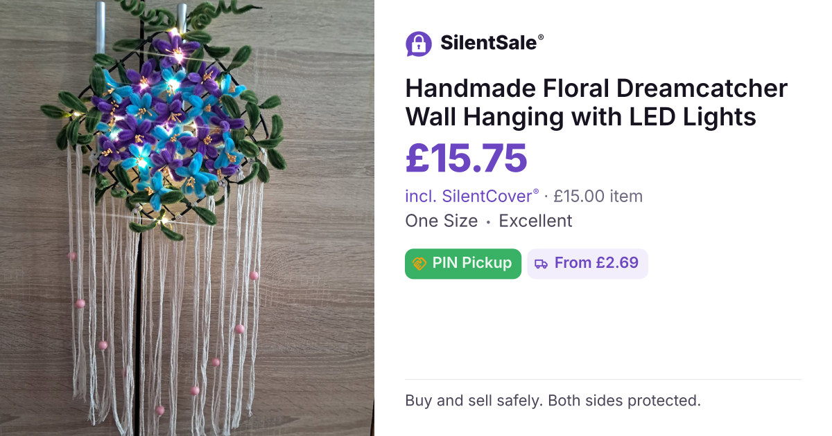 Handmade Floral Dreamcatcher Wall Hanging with LED Lights