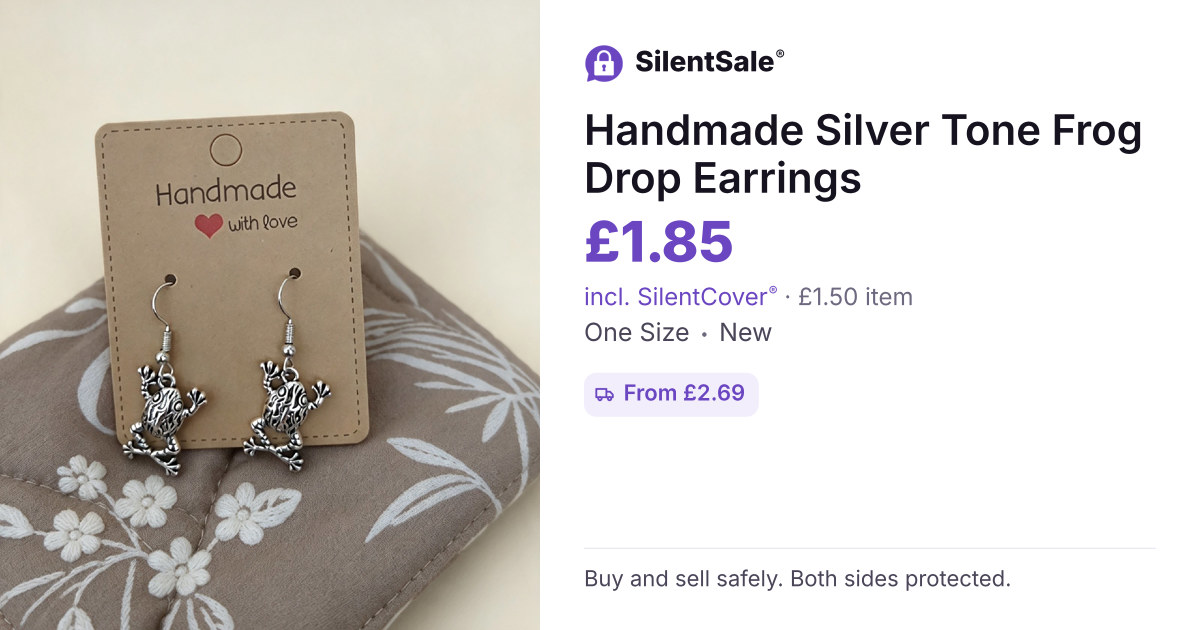 Handmade Silver Tone Frog Drop Earrings