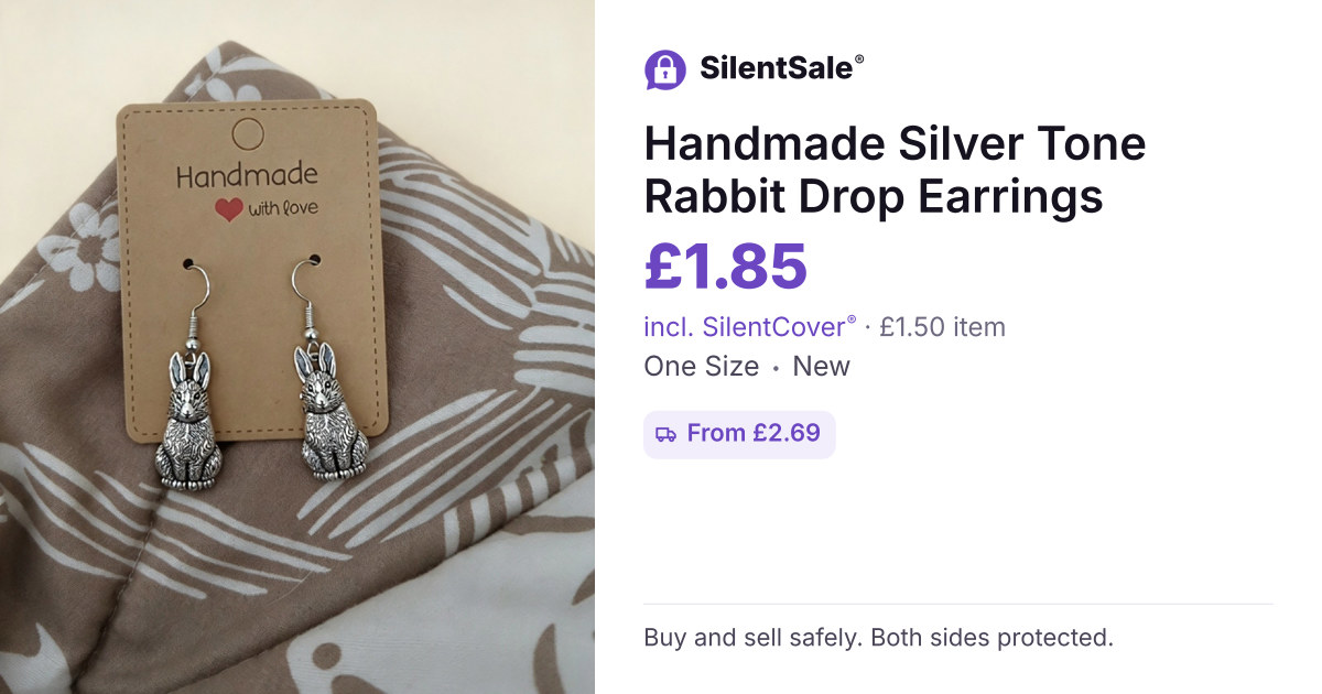 Handmade Silver Tone Rabbit Drop Earrings