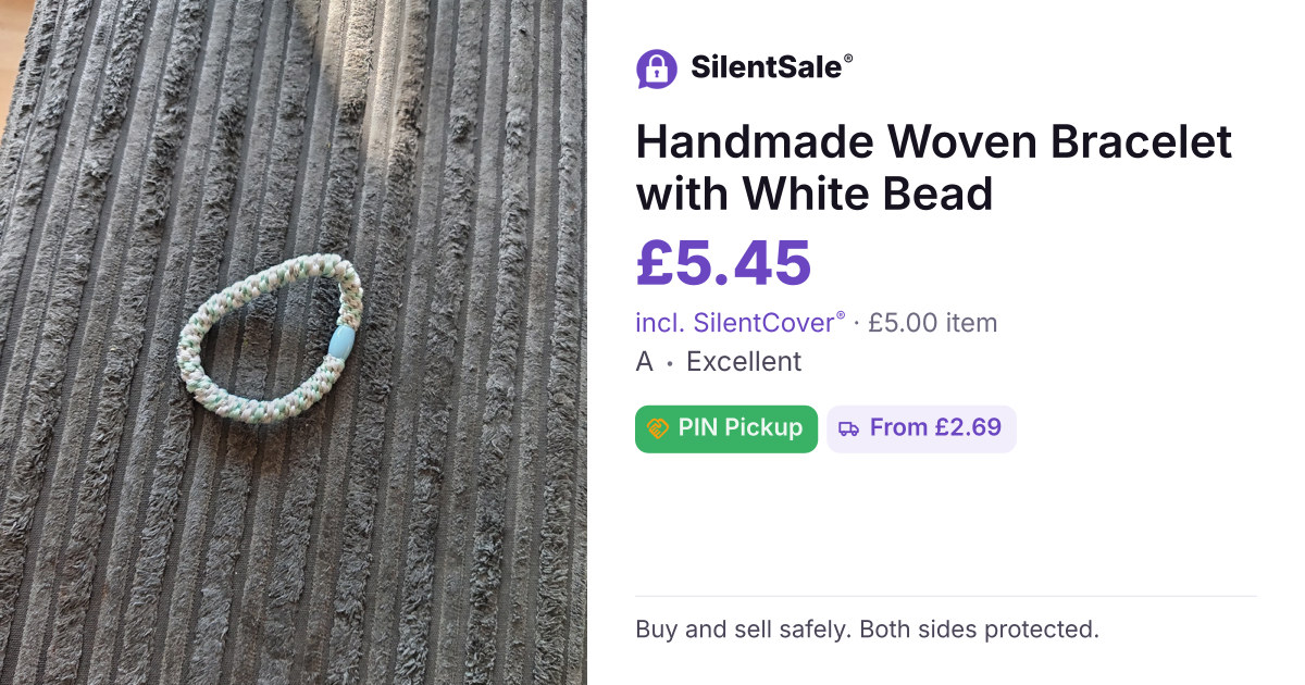Handmade Woven Bracelet with White Bead