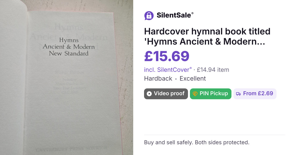 Hardcover hymnal book titled 'Hymns Ancient & Modern New Standard' published by Hymns Ancient and Modern editorial board