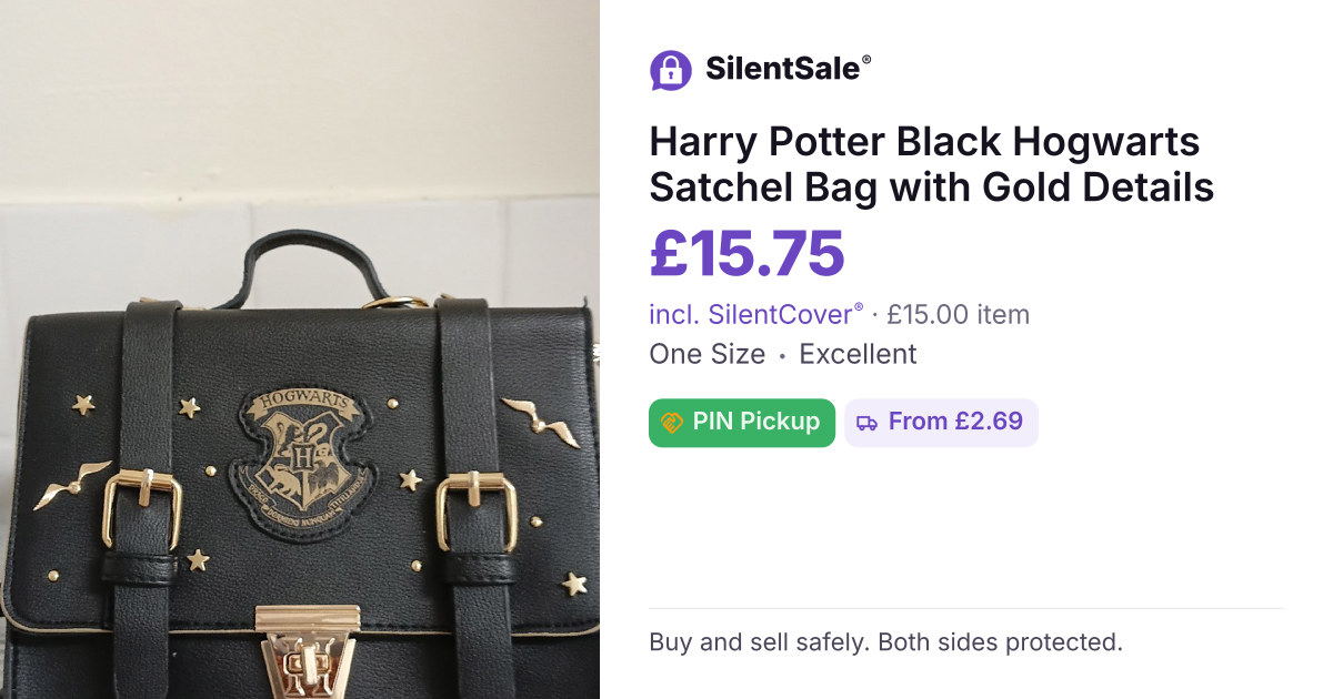Harry Potter Black Hogwarts Satchel Bag with Gold Details