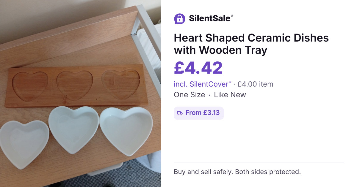Heart Shaped Ceramic Dishes with Wooden Tray