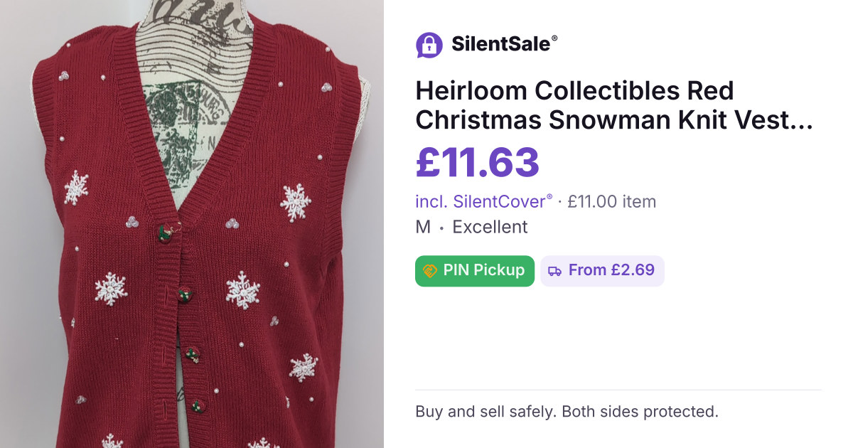 Heirloom Collectibles Red Christmas Snowman Knit Vest – Size M