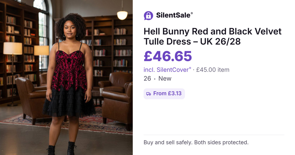 Hell Bunny Red and Black Velvet Tulle Dress – UK 26/28