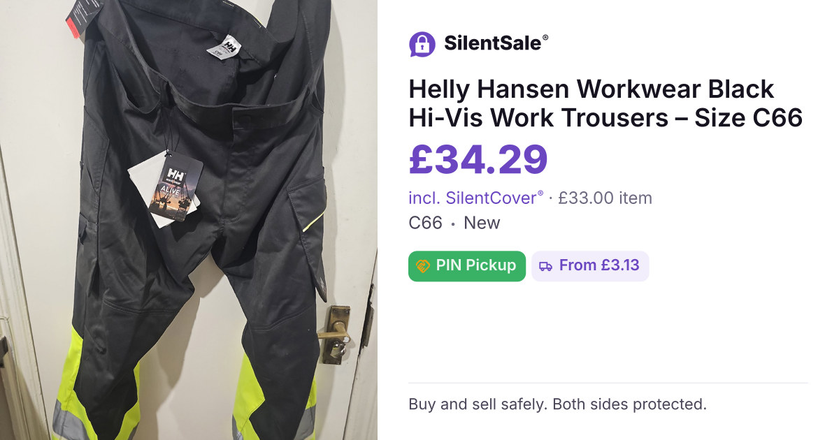 Helly Hansen Workwear Black Hi-Vis Work Trousers – Size C66