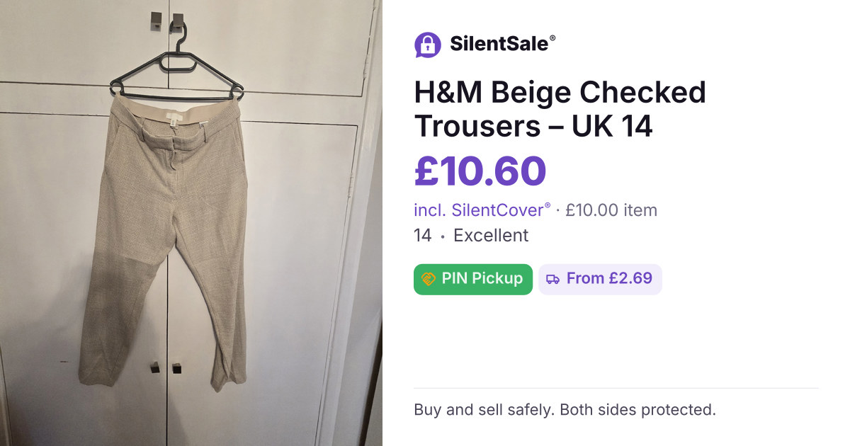 H&M Beige Checked Trousers – UK 14