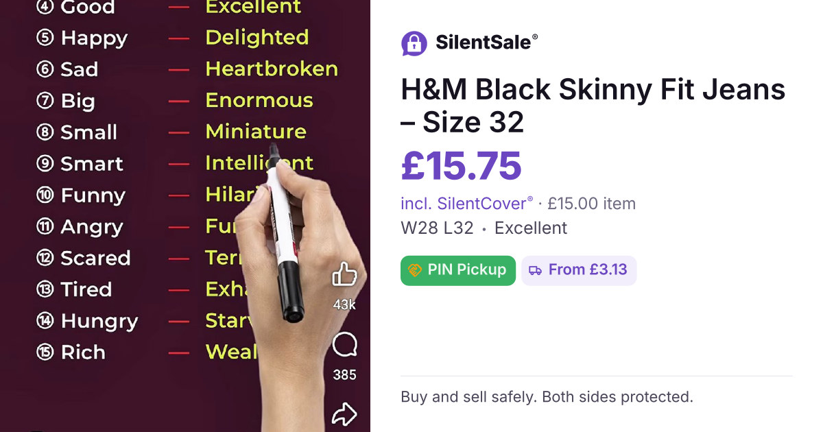 H&M Black Skinny Fit Jeans – Size 32