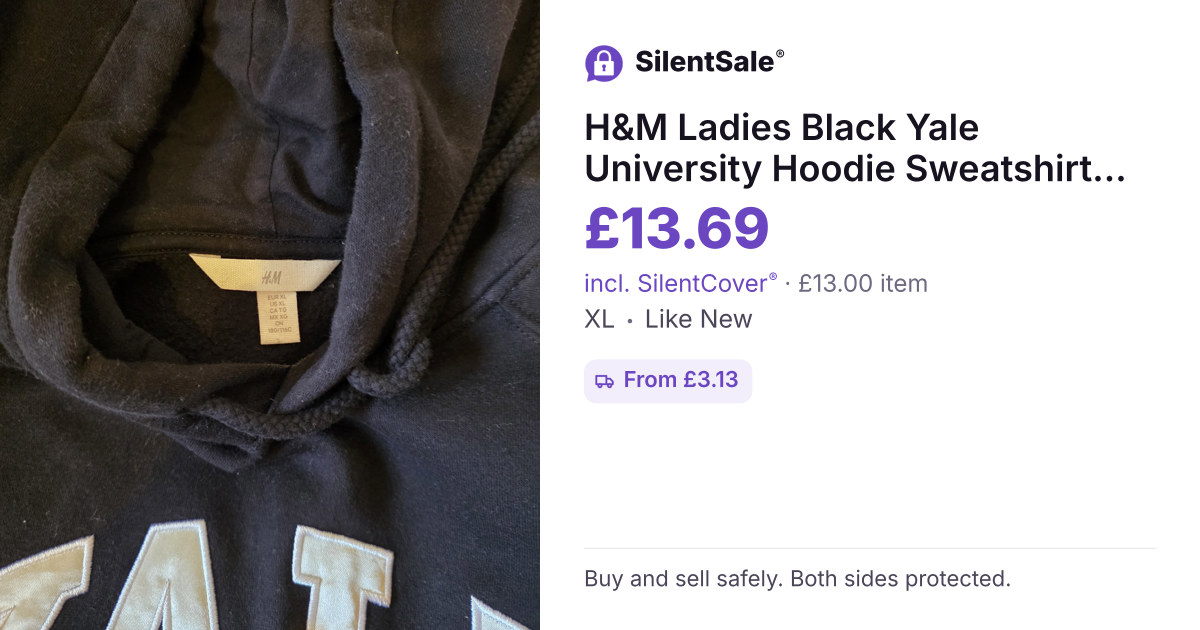 H&M Ladies Black Yale University Hoodie Sweatshirt size XL
