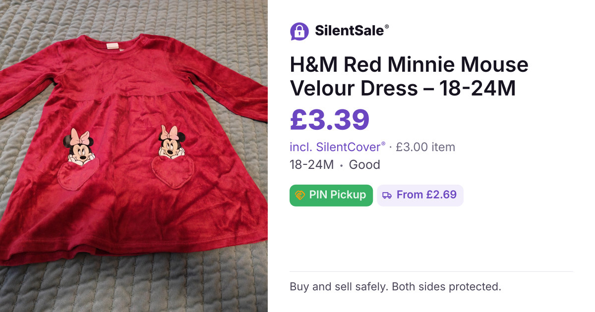H&M Red Minnie Mouse Velour Dress – 18-24M