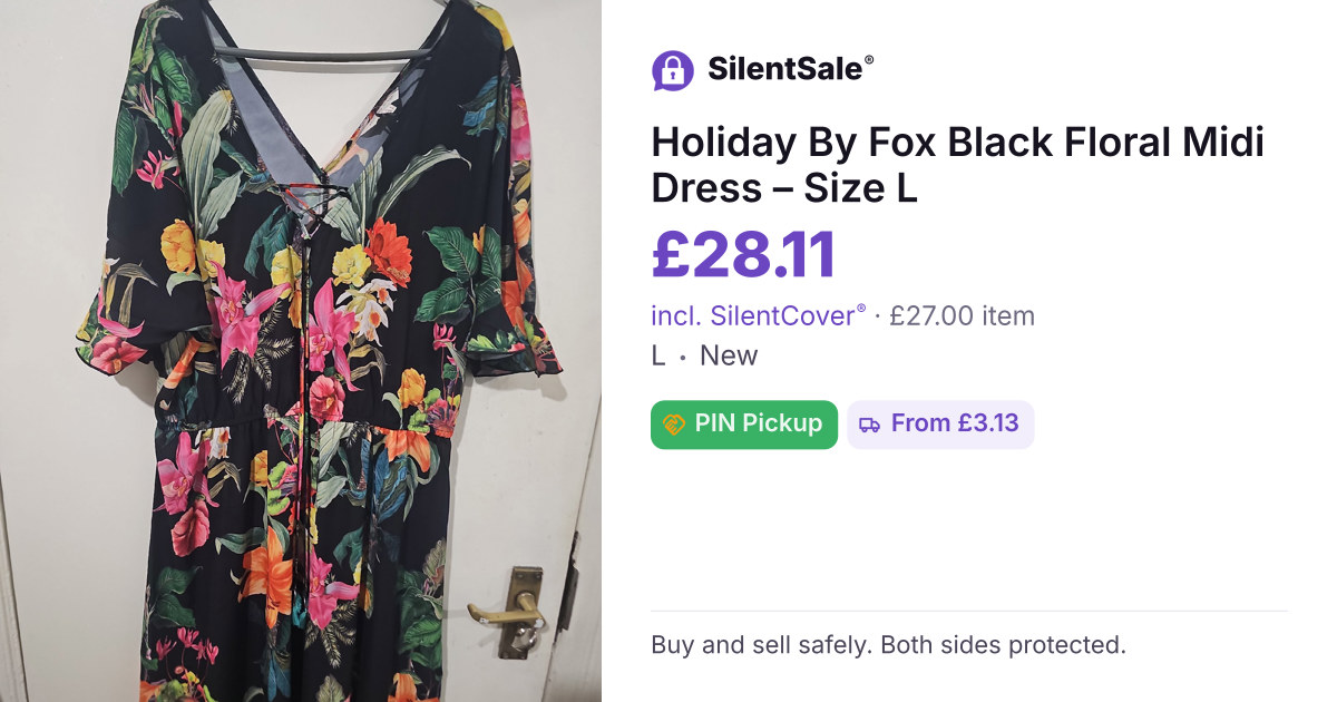 Holiday By Fox Black Floral Midi Dress – Size L