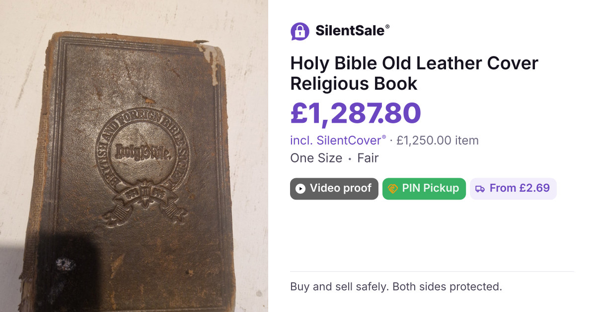 Holy Bible Old Leather Cover Religious Book