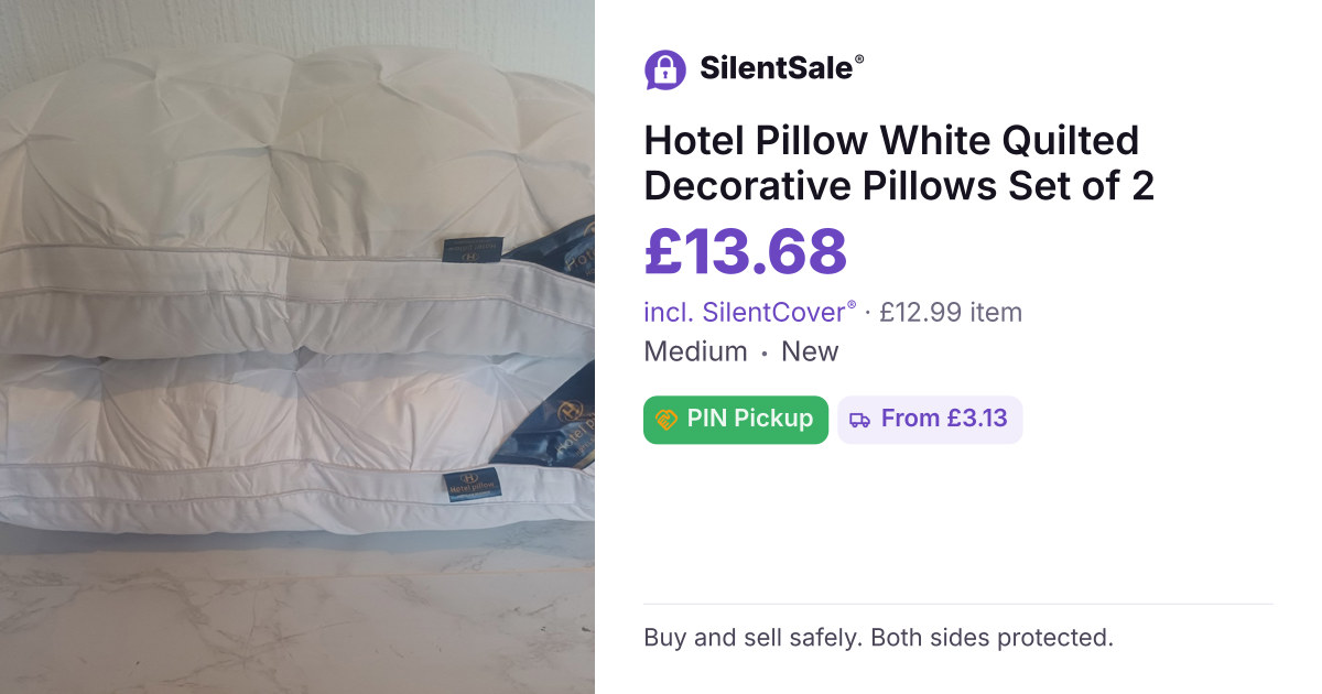 Hotel Pillow White Quilted Decorative Pillows Set of 2