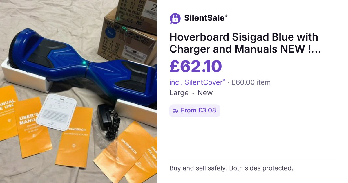 Hoverboard Sisigad Blue with Charger and Manuals NEW ! with box