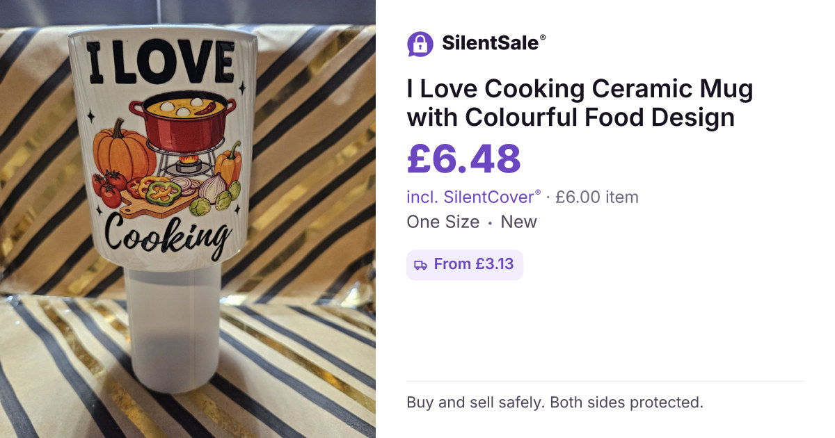 I Love Cooking Ceramic Mug with Colourful Food Design