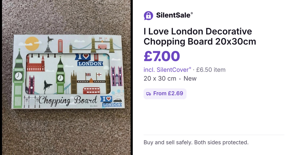 I Love London Decorative Chopping Board 20x30cm