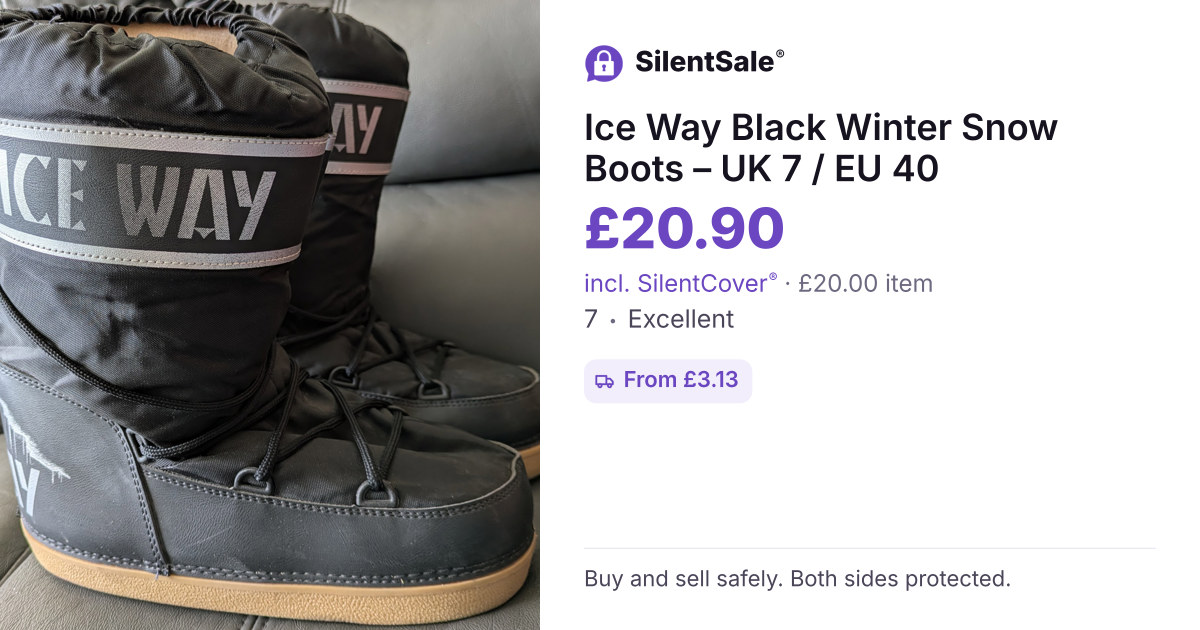 Ice Way Black Winter Snow Boots – UK 7 / EU 40