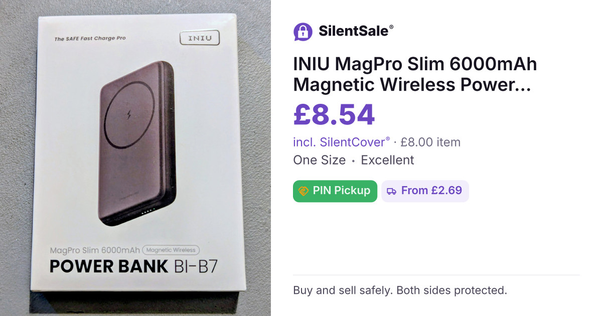 INIU MagPro Slim 6000mAh Magnetic Wireless Power Bank BI-B7
