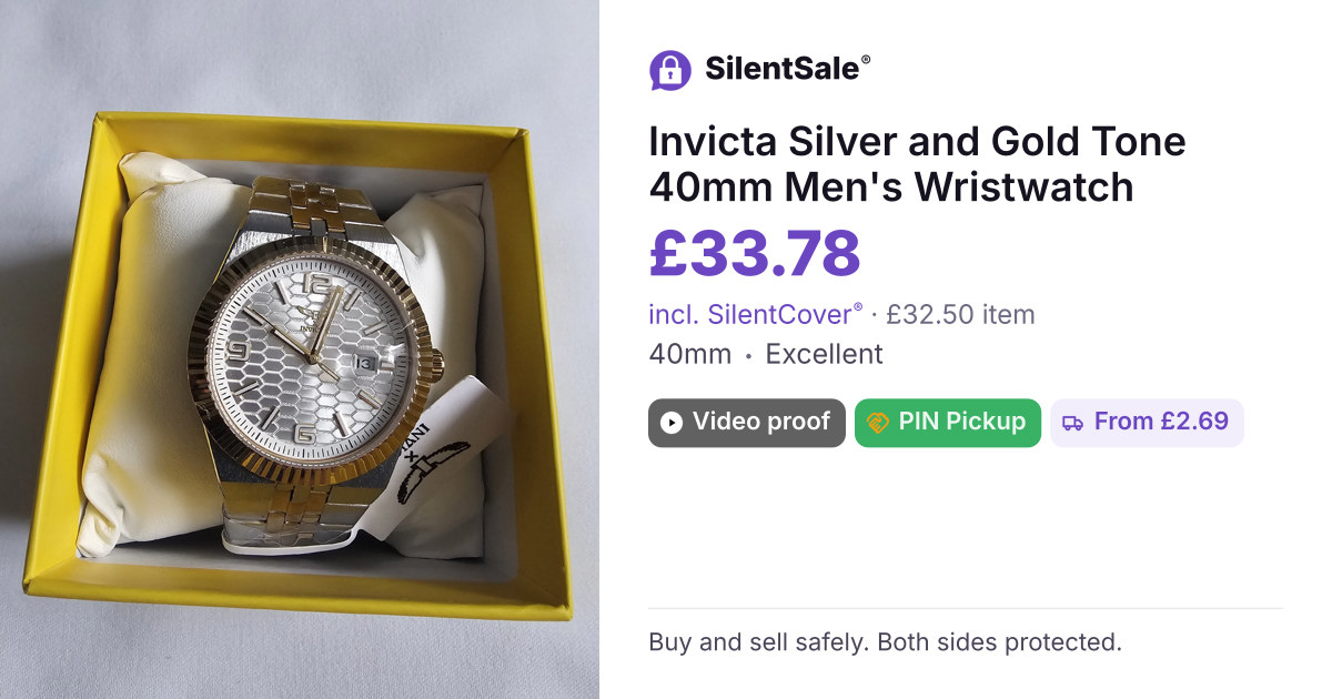 Invicta Silver and Gold Tone 40mm  Men's Wristwatch