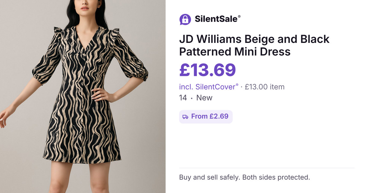 JD Williams Beige and Black Patterned Mini Dress