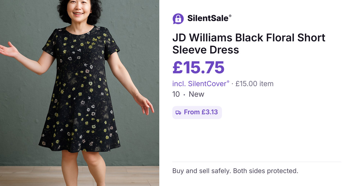JD Williams Black Floral Short Sleeve Dress
