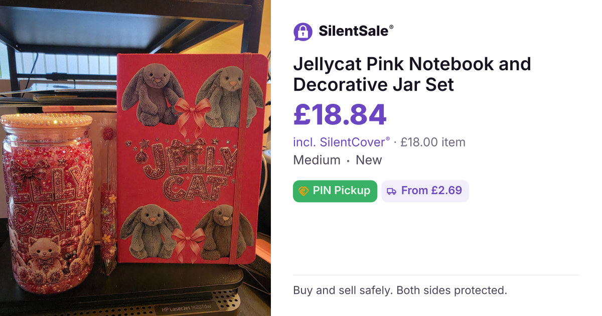 Jellycat Pink Notebook and Decorative Jar Set
