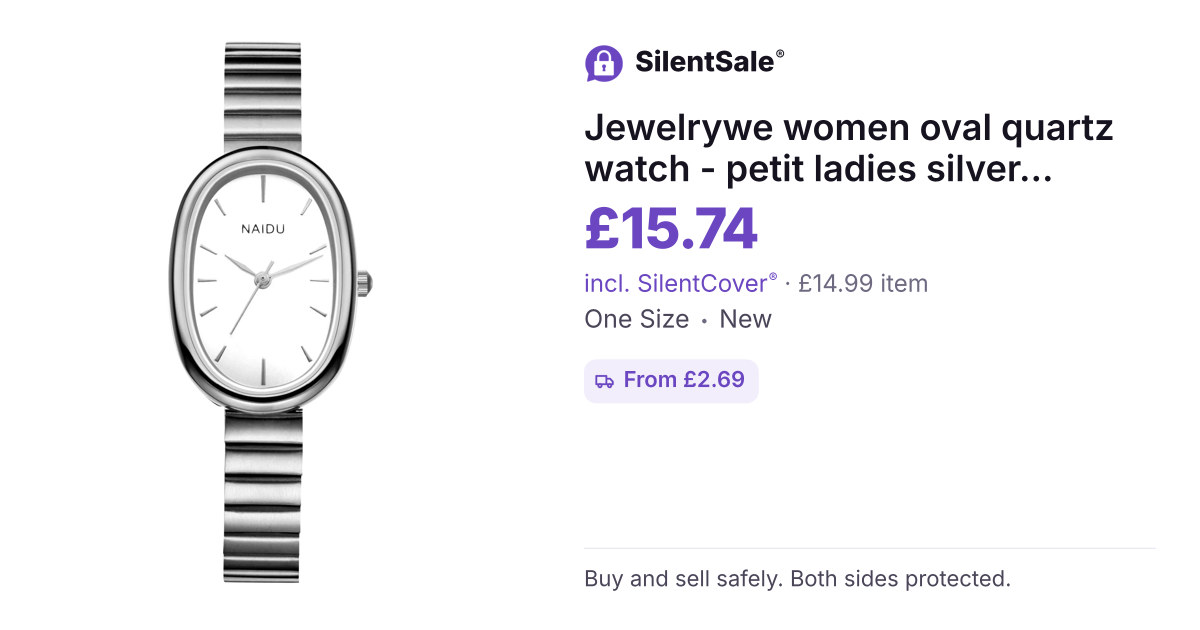 Jewelrywe women oval quartz watch - petit ladies silver analog wristwatch