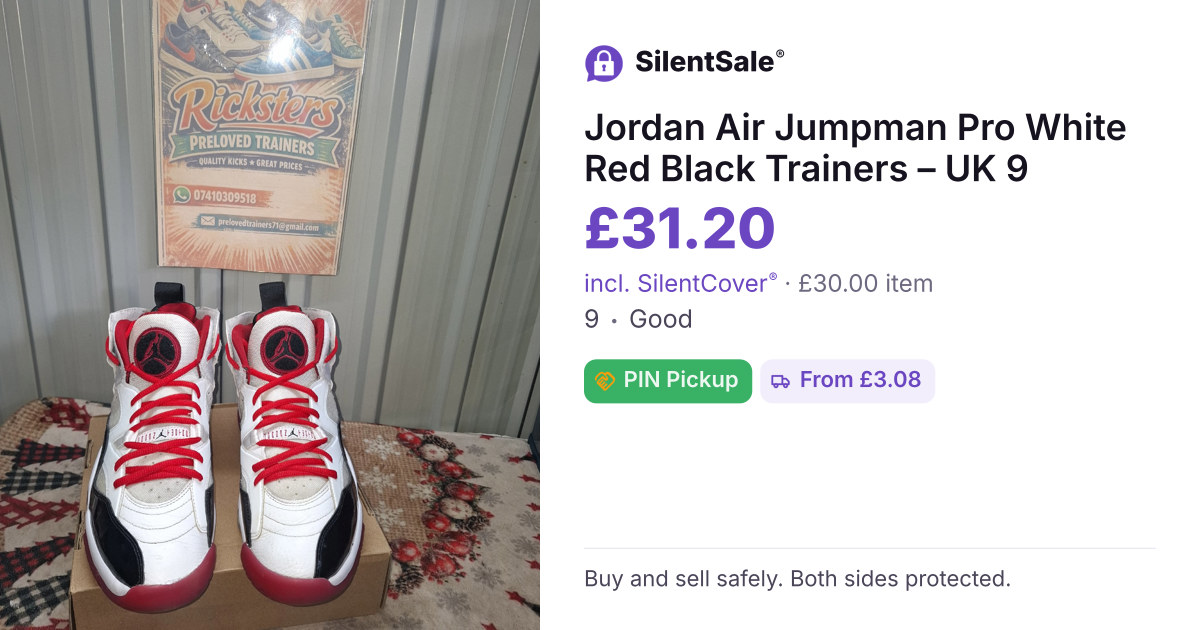 Jordan Air Jumpman Pro White Red Black Trainers – UK 9