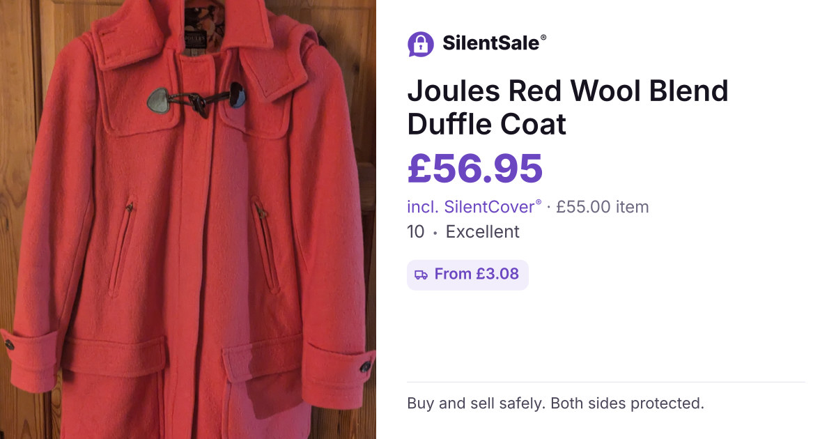 Joules Red Wool Blend Duffle Coat