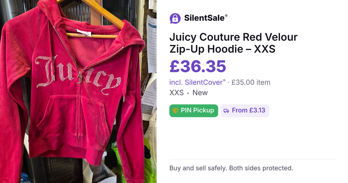 Juicy Couture Red Velour Zip-Up Hoodie – XXS