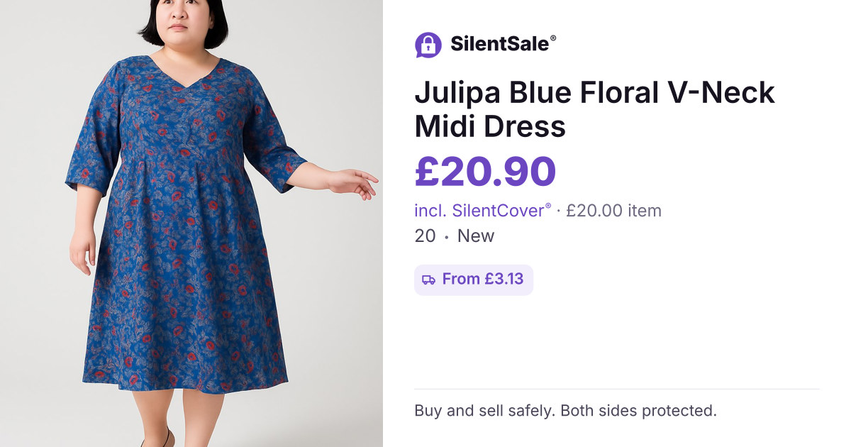 Julipa Blue Floral V-Neck Midi Dress